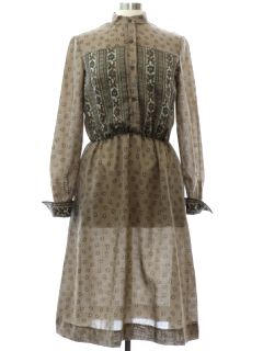1970's Womens Prairie Style Hippie Dress