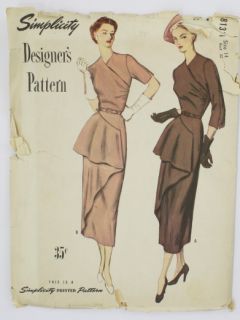 1940's Womens Large Format Sewing Pattern