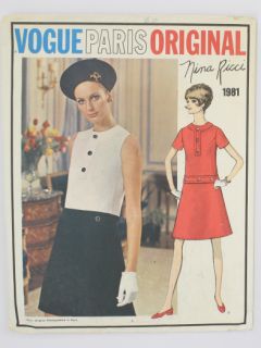 1960's Womens Vogue Paris Nina Ricci Large Format Designer Sewing Pattern