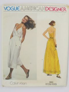 1980's Womens Vogue Calvin Klein Designer Large Format Sewing Pattern