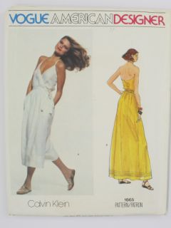 1980's Womens Vogue Calvin Klein Designer Large Format Sewing Pattern