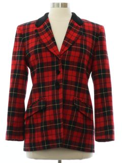 1980's Womens Pendleton Wallace Tartan Wool Blazer Jacket