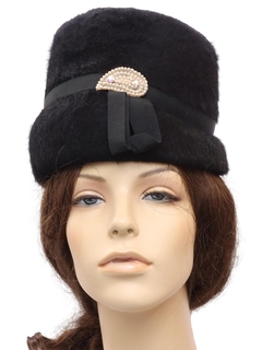 1960's Womens Accessories - Felted Wool Cossack Style Hat
