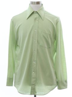 1970's Mens Solid Disco Style Cotton Blend Shirt