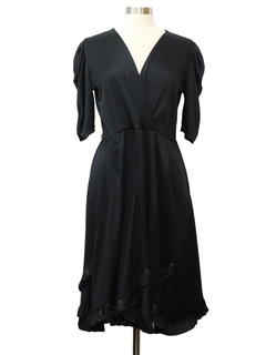 1980's Womens Black Slinky Disco Dress