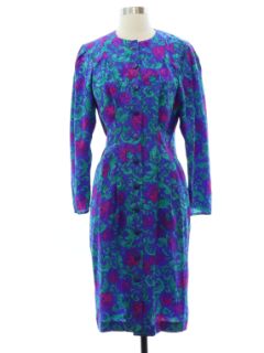 1980's Womens Petites Adrianna Papell Designer Silk Dress