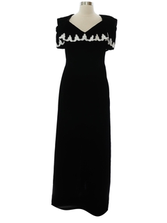 1980's Womens Velvet Prom Or Cocktail Maxi Dress