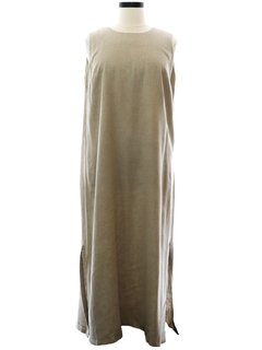 1990's Womens Linen Rayon Blend Maxi Dress