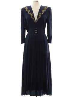 1980's Womens Dark Blue Totally 80s Dress
