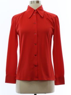 1970's Womens Mod Solid Disco Shirt