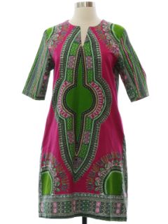 1980's Womens Daishiki Mini Dress