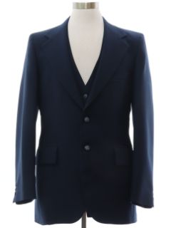 1970's Mens Blue Disco Two Piece Blazer Style Sport Coat Jacket