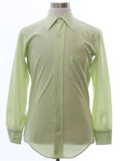1970's Mens Shiny Nylon Solid Disco Shirt