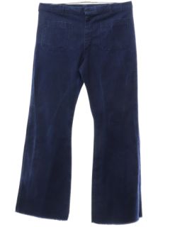 1970's Mens Navy Issue Coastal Industries Bellbottom Cotton Denim Jeans Pants
