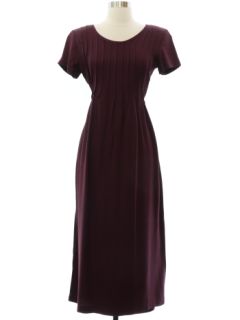 1980's Womens Maroon Rayon Maxi Dress
