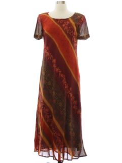 1990's Womens Rayon Silk Blend Maxi Dress