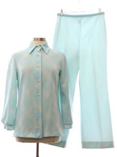 1970's Womens Mod Knit Combo Leisure Suit