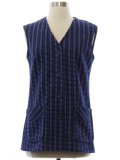1970's Womens Mod Knit Tunic Top Shirt Jacket