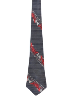 1950's Mens Mod Stitched Dog Theme Necktie