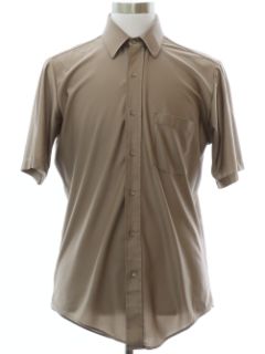 1970's Mens Shiny Nylon Solid Disco Shirt