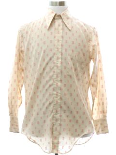 1970's Mens Mod Subtle Print Cotton Blend Disco Style Shirt