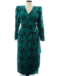 1980's Womens Nora Noh Designer Totally 80s Silk Dress
