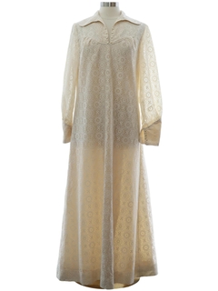 1960's Womens Lace Prom Or Cocktail Maxi Dress