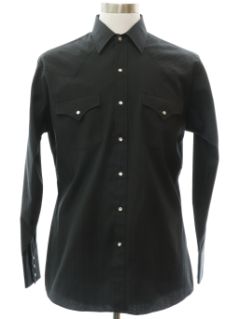 1990's Mens Black Western Shirt