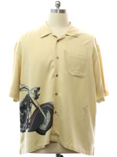 1990's Mens Motorcycle Graphic Print Sport Shirt