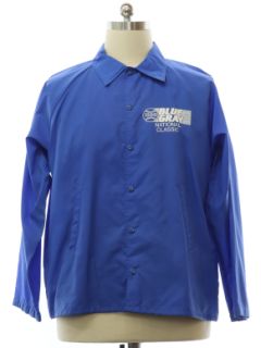 1980's Mens Blue Gray 1988 College Football Windbreaker Snap Jacket