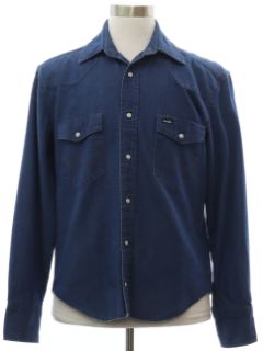 1990's Mens Denim Wrangler Western Shirt