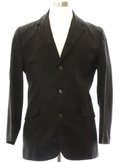1960's Mens Dark Brown Western Blazer Sport Coat Jacket