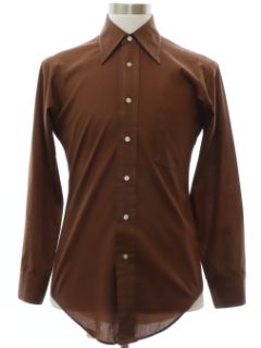 1970's Mens Solid Cotton Blend Disco Style Shirt