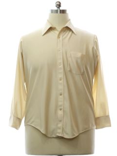 1970's Mens Shiny Nylon Solid Disco Shirt