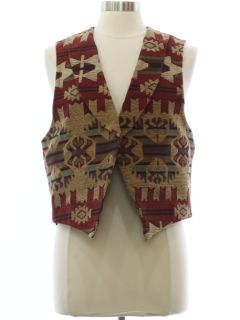 1980's Womens Western Equestrian Style Tapestry Cloth Vest Jacket