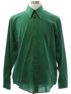 1970's Mens Cotton Blend Solid Disco Style Shirt