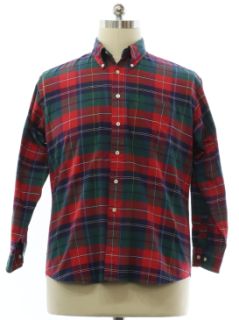 1980's Mens Plaid Preppy Shirt