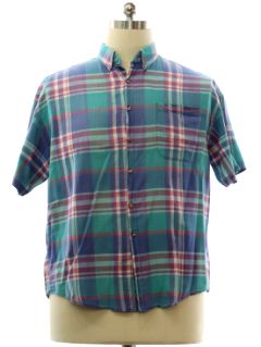 1980's Mens Plaid Preppy Shirt