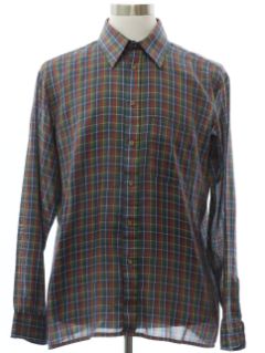 1980's Mens Plaid Sport Shirt
