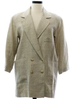 1980's Womens Totally 80s Cotton Linen Car Coat Jacket
