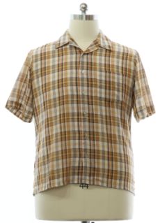 1980's Mens Plaid Sport Shirt
