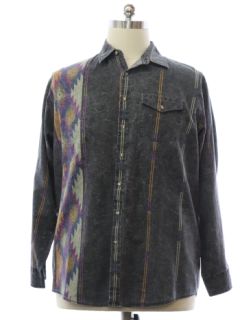 1990's Mens Geometric Print Southwestern Style Western Shirt