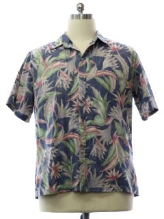 1990's Mens Reverse Print Cotton Hawaiian Shirt