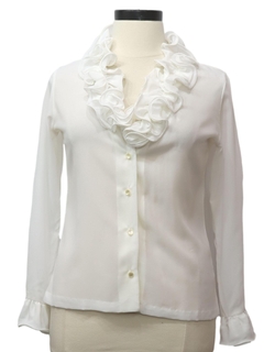 1970's Womens Ruffled Front Secretary Shirt