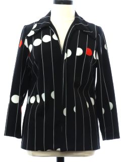 1970's Womens Mod Op Art Knit Shirt Jacket