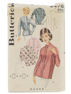 Simplicity 8399 vintage 1960s blouses sewing pattern Bust 36