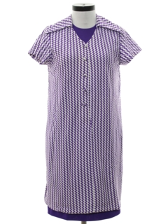 1970's Womens Mod Slight A-Line Knit Shift Dress