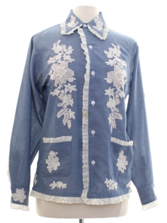 1970's Womens Chambray Hippie Shirt