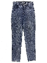 Retro 80s Pants (Stefano) : 80s Style (made in 90s) -Stefano- Womens acid  washed hazy blue cotton tapered legs totally 80s style denim jeans pants  with zipper fly closure with button. Five