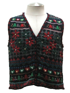 1980's Womens or Girls Country Kitsch Ugly Christmas Sweater Vest